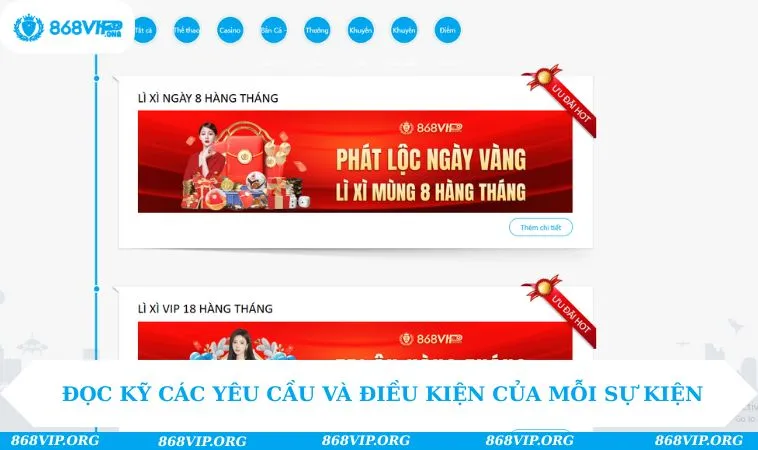 Đọc kỹ các yêu cầu và điều kiện của mỗi sự kiện
