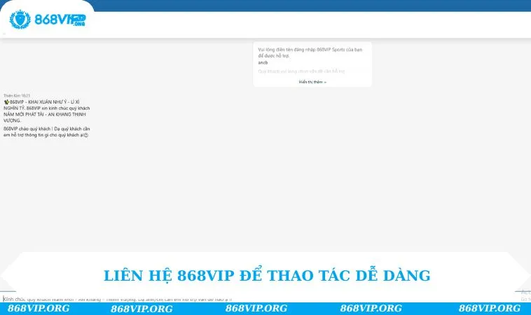 Liên hệ 868VIP để thao tác dễ dàng