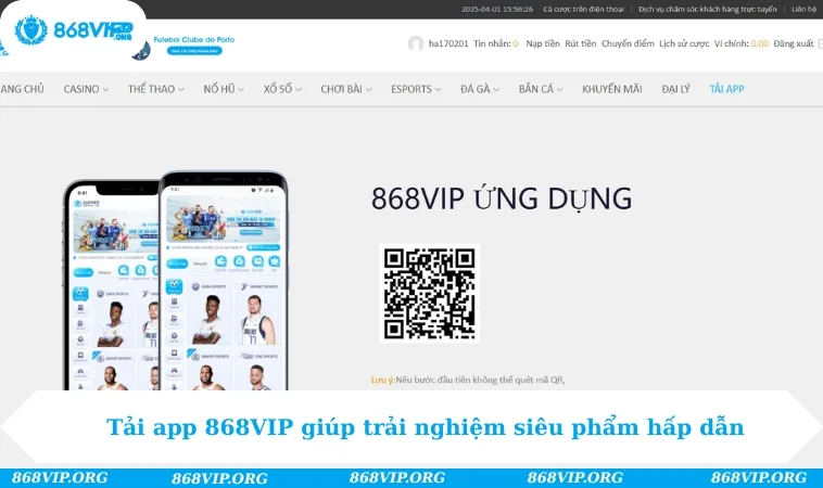 Tải app 868VIP giúp trải nghiệm nhiều siêu phẩm hấp dẫn tiện lợi