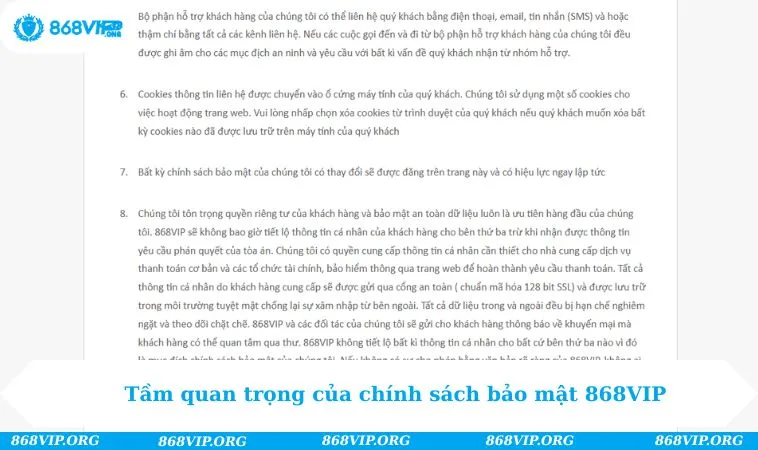 Tầm quan trọng của chính sách bảo mật 868VIP